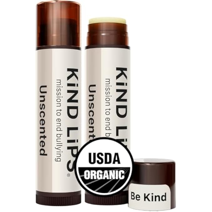 Kind Lips UNSCENTED LIP BALM 2-PACK - USDA ORGANIC, NATURAL, HYPOALLERGENIC FOR SENSITIVE SKIN | GLUTEN-FREE, CRUELTY-FREE - Image 1